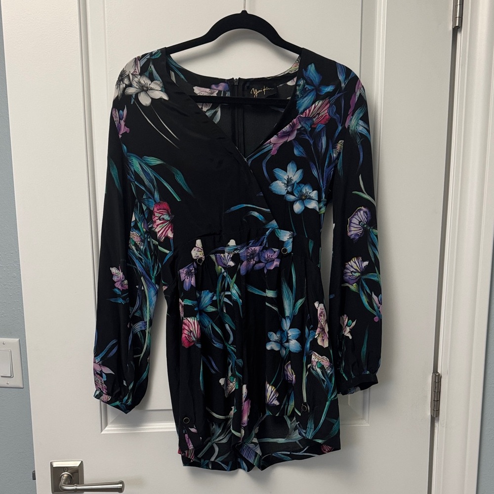 Yumi Kim Black Floral Wrap Blouse